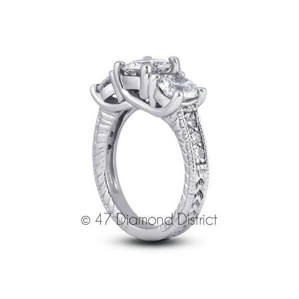 2-64-CT-G-SI1-Round-Natural-Diamonds-PT-950-Vintage-Style-Engagement-Ring